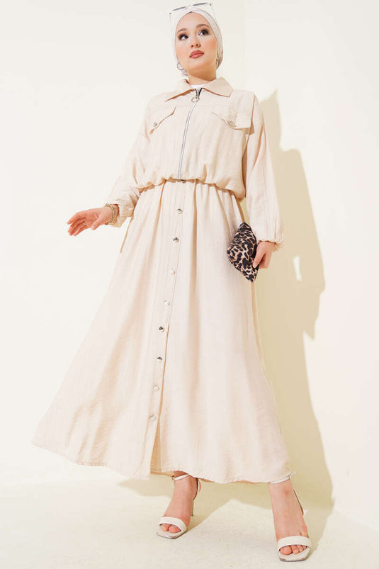 Ensemble gilet boutonné en métal beige