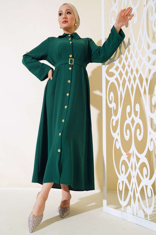 Abaya Emerald med metalknapper