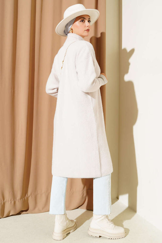 Metal Düğmeli Sakallı Hırka Taş