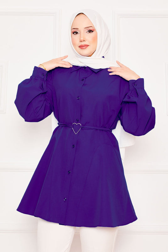 Tunique chemise Terikoton à lacets violette avec figurine en forme de cœur en métal