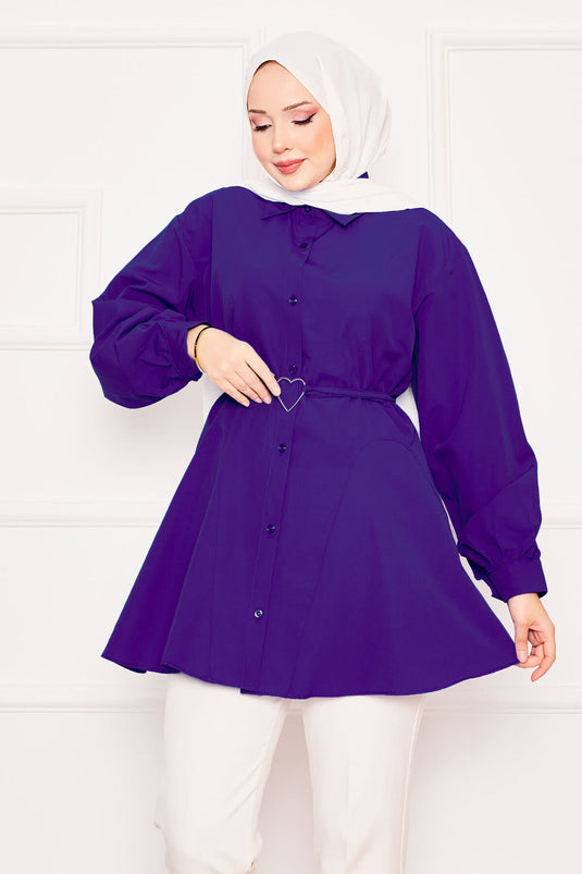 Tunique chemise Terikoton à lacets violette avec figurine en forme de cœur en métal
