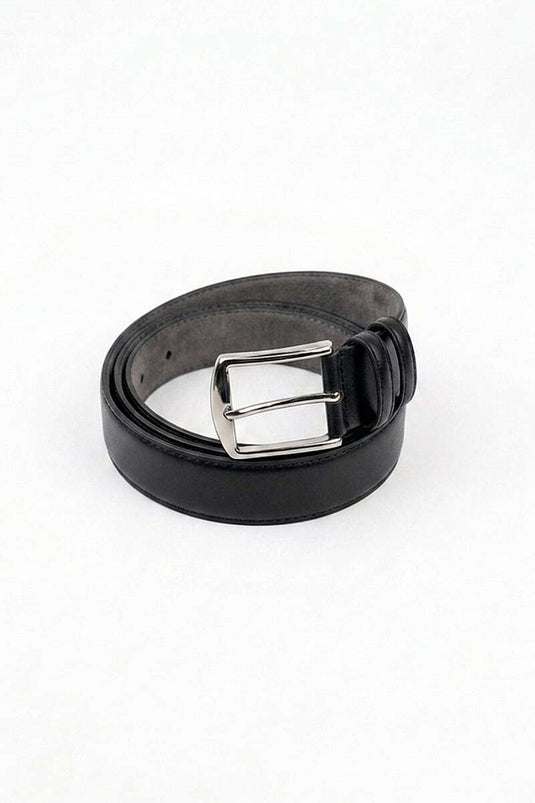 Ceinture homme noire en métal avec boucle carrée