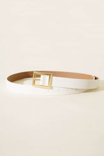 Ceinture À Boucle Carrée Métal Blanche