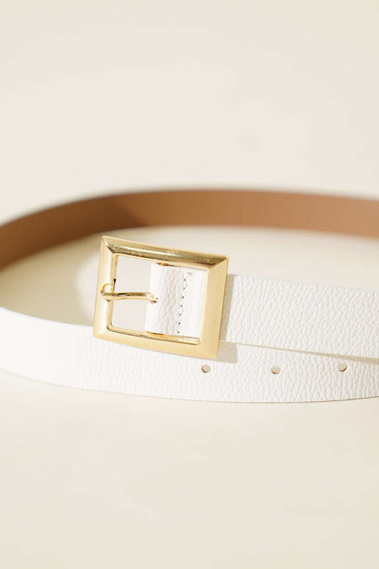 Ceinture blanche à boucle carrée en métal