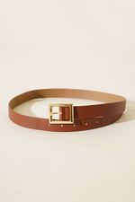 Ceinture à boucle carrée en métal couleur tabac