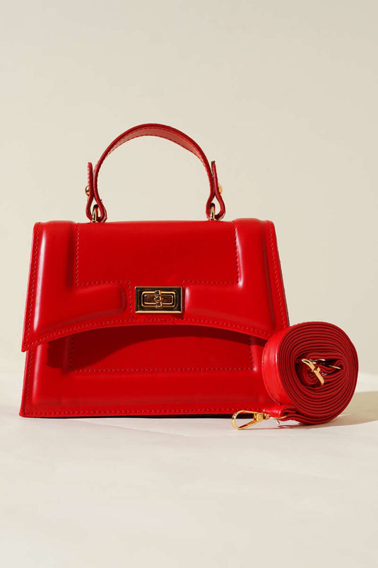 Metal Lock Detailed Bag Red