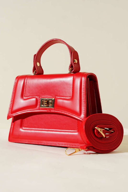 Metal Lock Detailed Bag Red