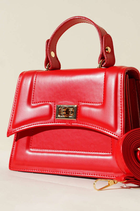 Metal Lock Detailed Bag Red