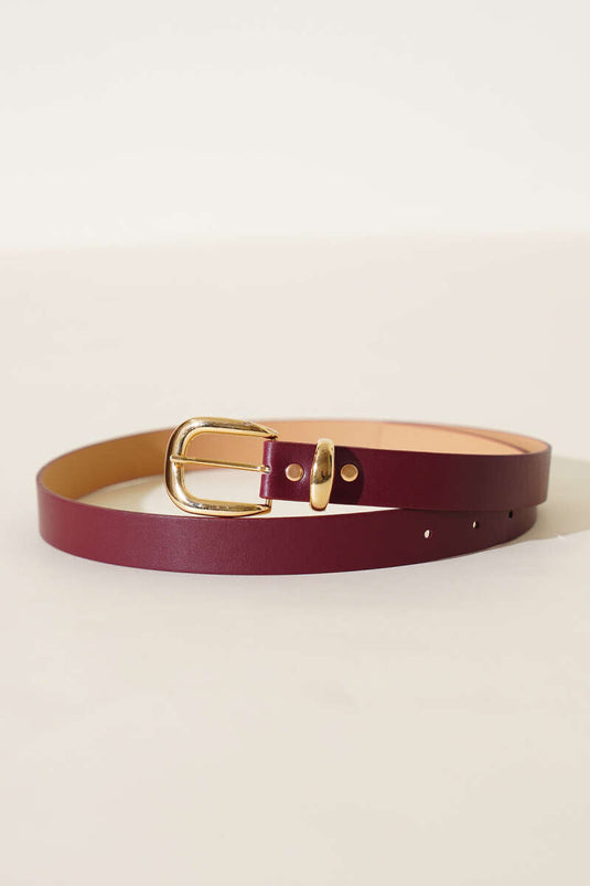 Ceinture à détails métalliques bordeaux