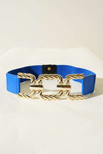 Ceinture à boucle métallique bleu saphir