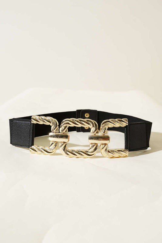Metal Buckle Belt Black Gold