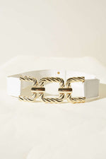 Ceinture à boucle métallique blanche