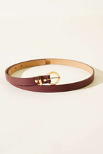 Ceinture Fine Bordeau À Boucle Ronde En Métal