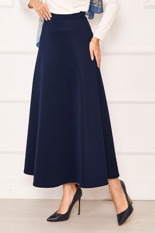 Mevlana Scuba Modest Skirt Navy Blue