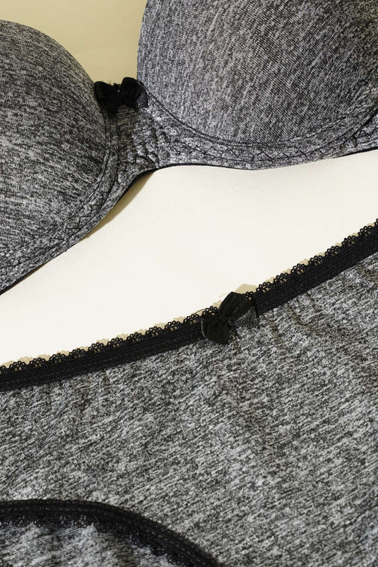 طقم حمالة صدر مايكرو-مدعوم باللون الرمادي