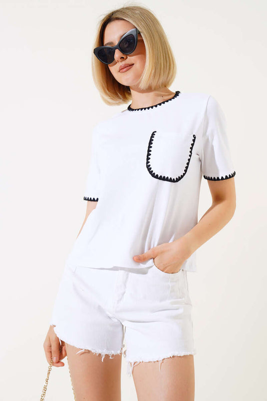 T-shirt blanc à motifs de moules