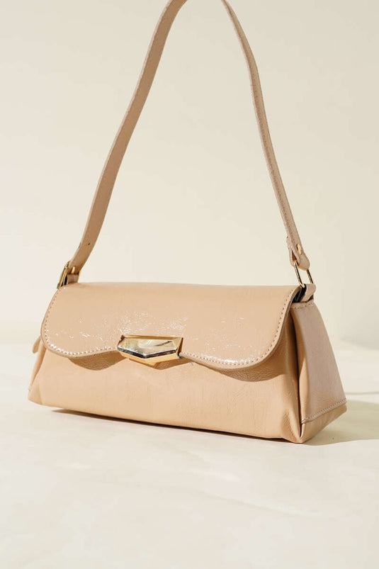 Mıknatıs Kapaklı Rugan Çanta Latte