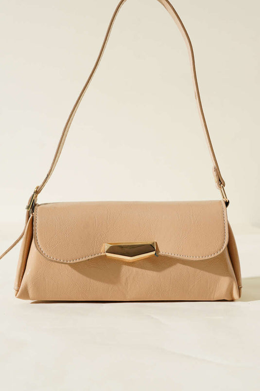 Mıknatıs Kapaklı Rugan Çanta Latte