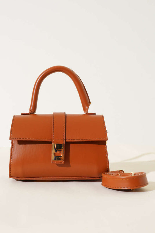 Mıknatıslı El Çantası Taba