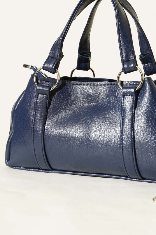 Mıknatıslı Fermuarlı Çanta Lacivert