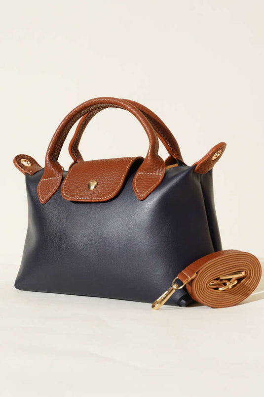 Mıknatıslı Kısa Kulplu Çanta Lacivert