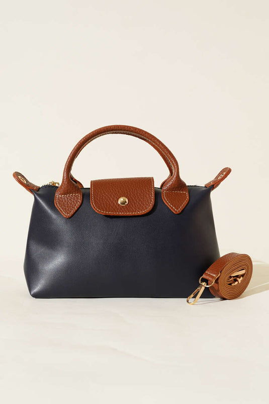 Mıknatıslı Kısa Kulplu Çanta Lacivert