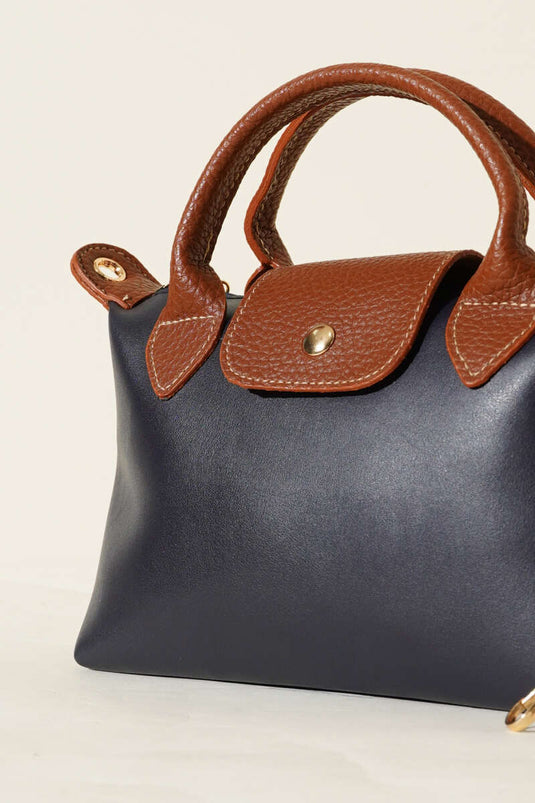 Mıknatıslı Kısa Kulplu Çanta Lacivert