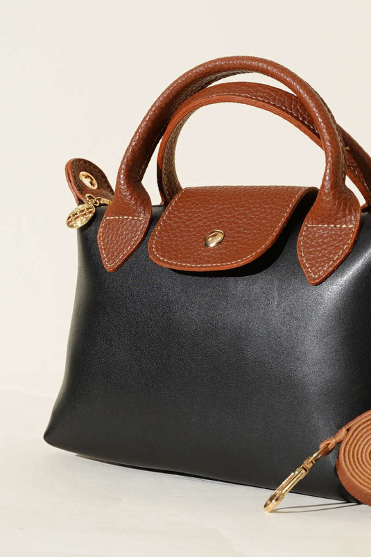 Mıknatıslı Kısa Kulplu Çanta Siyah Taba