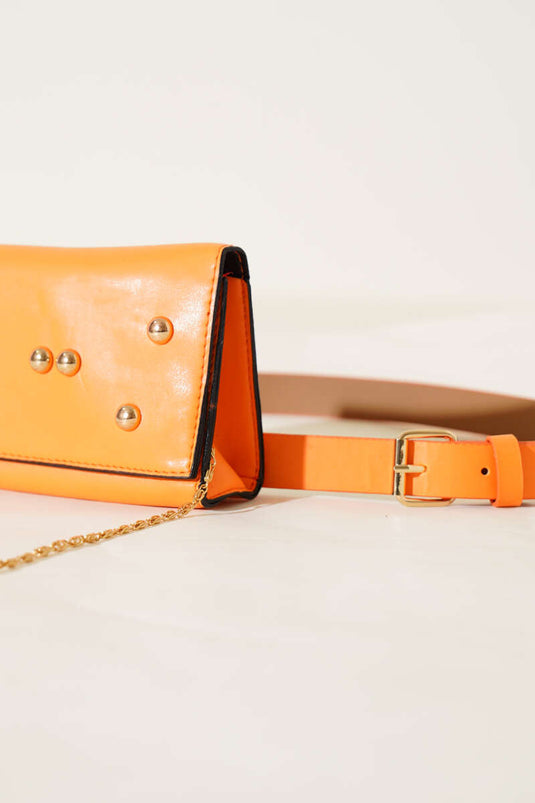 Mini marsupio con borchie magnetiche anteriori arancione