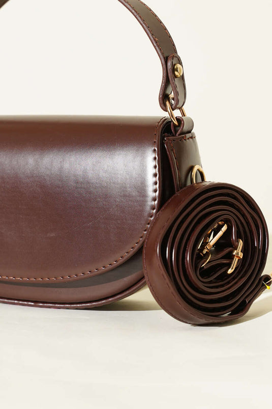 Magnetic Oval Handbag Dark Brown