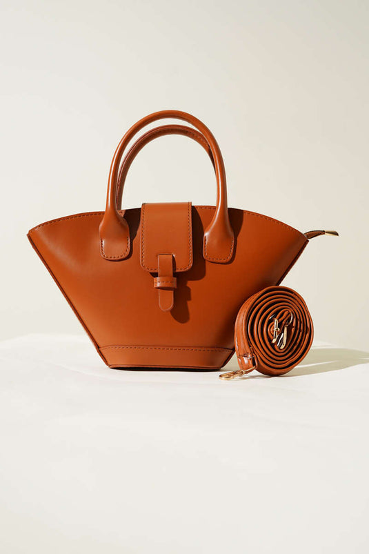 Magnetic Triangle Handbag, Tan