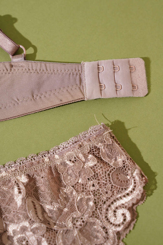 Mikro Çapraz İp Askılı Destekli Sütyen Takım Vizon