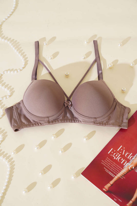 Mikro Çapraz İp Askılı Destekli Sütyen Vizon