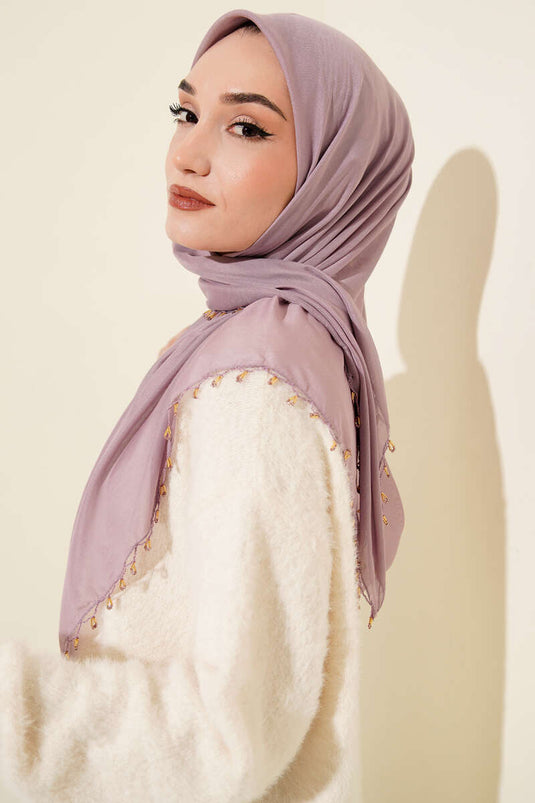 Mini-Schal mit Perlenverzierung, Flieder