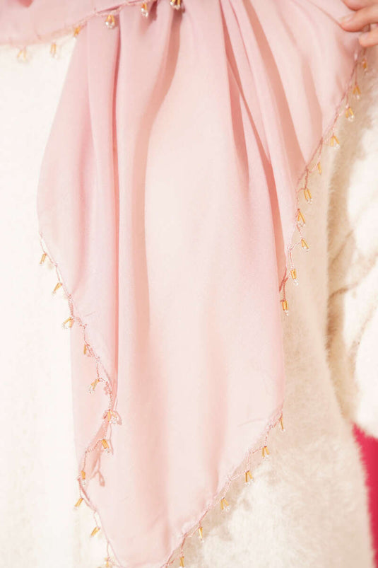 Mini Beaded Detail Scarf Powder Pink