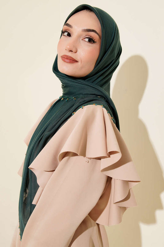 Mini-Schal mit Perlenverzierung, Smaragdgrün