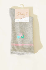 Mini chaussettes basses pour femme avec détails floraux gris
