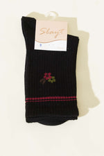 Mini chaussettes basses pour femme avec détails floraux noir