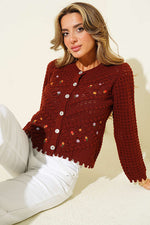 Gilet Court En Tricot Avec Mini Broderie Florale Tanné
