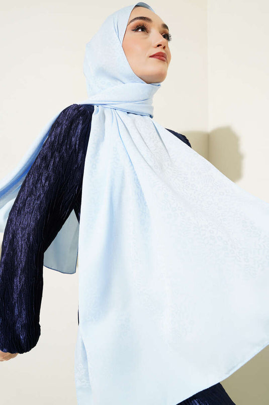 Mini Çiçekli Jakar Şal Bebe Mavi -119