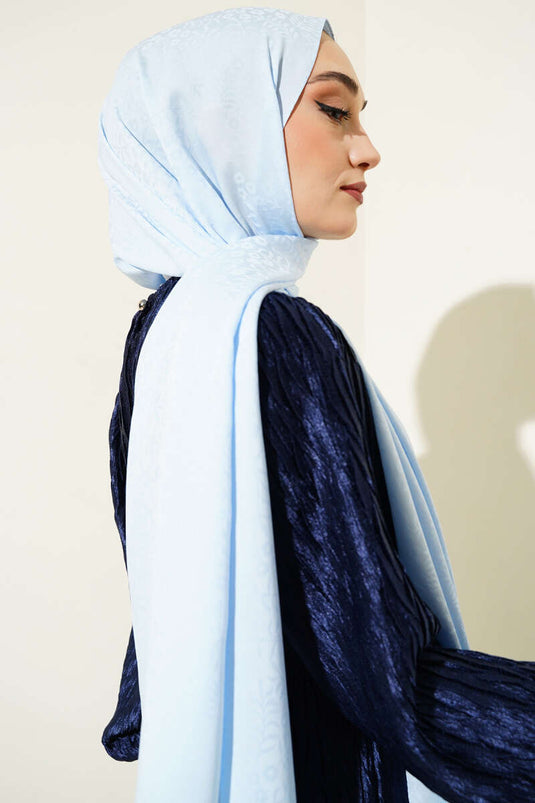 Mini Çiçekli Jakar Şal Bebe Mavi -119