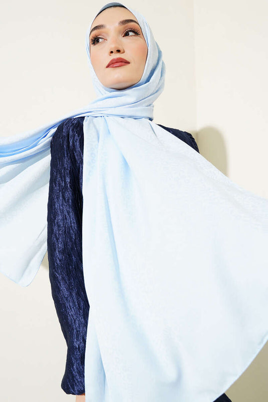 Mini Çiçekli Jakar Şal Bebe Mavi -119