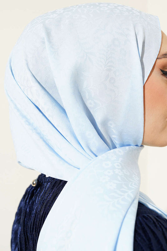 Mini Çiçekli Jakar Şal Bebe Mavi -119