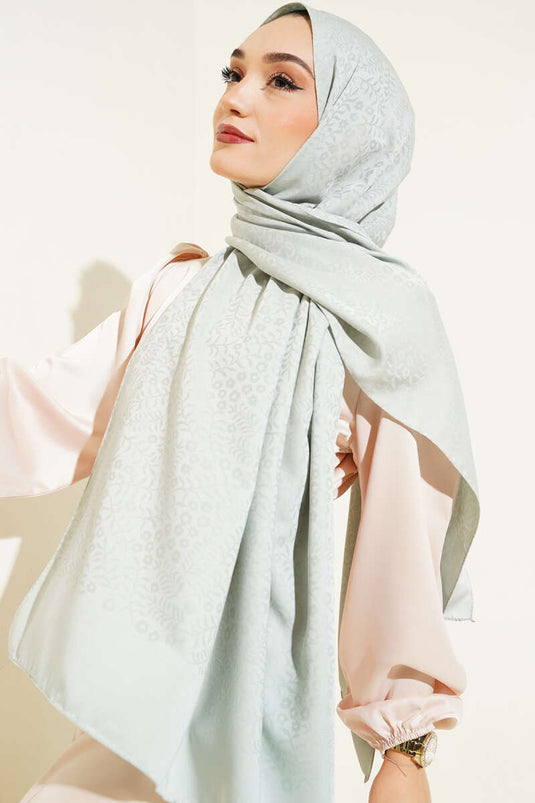 شال جاكار صغير بنقشة الزهور أخضر -87