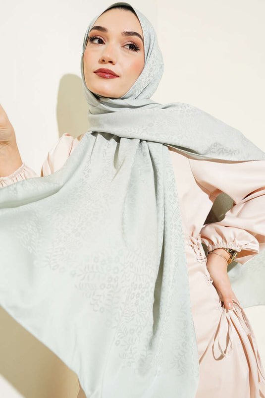 شال جاكار صغير بنقشة الزهور أخضر -87