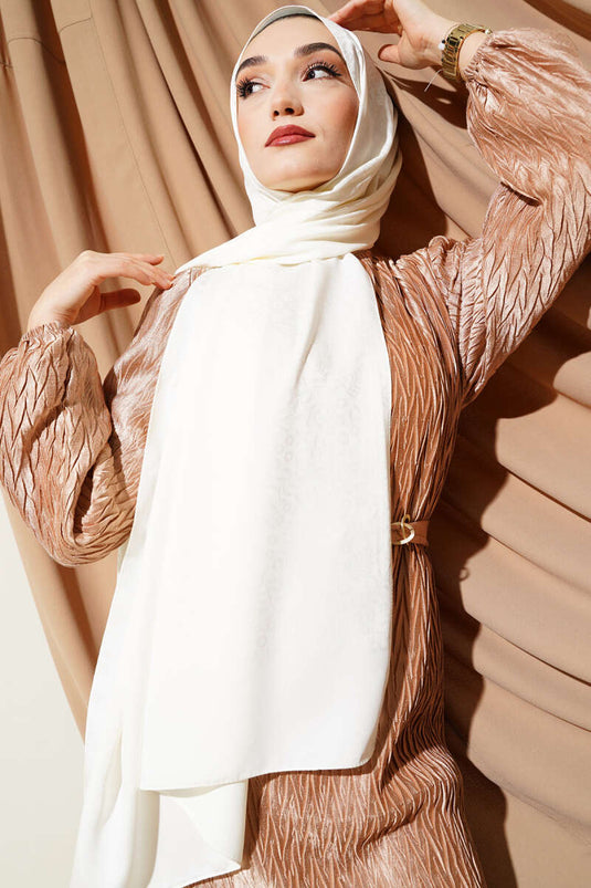 Mini Çiçekli Jakar Şal Ekru -22