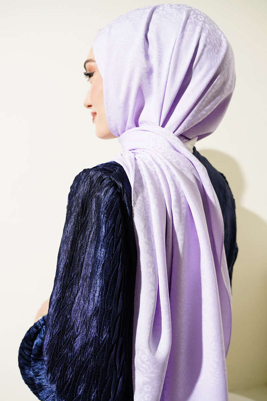 Mini Çiçekli Jakar Şal Lila -113