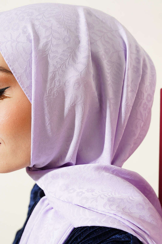 Mini Çiçekli Jakar Şal Lila -113