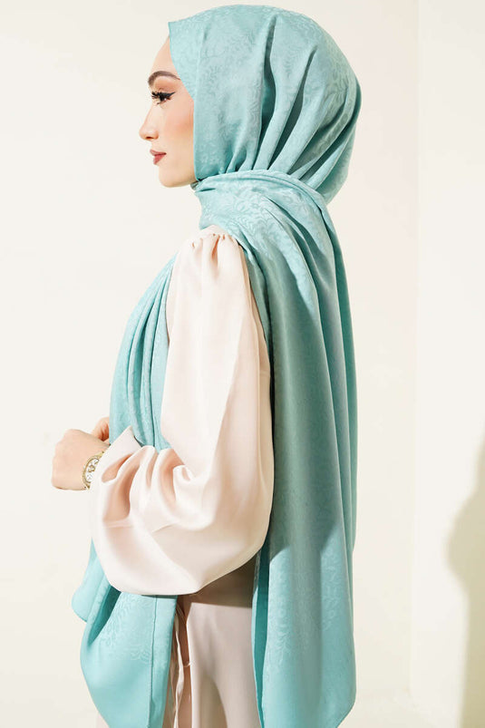 Mini Floral Jacquard Shawl Mint -134