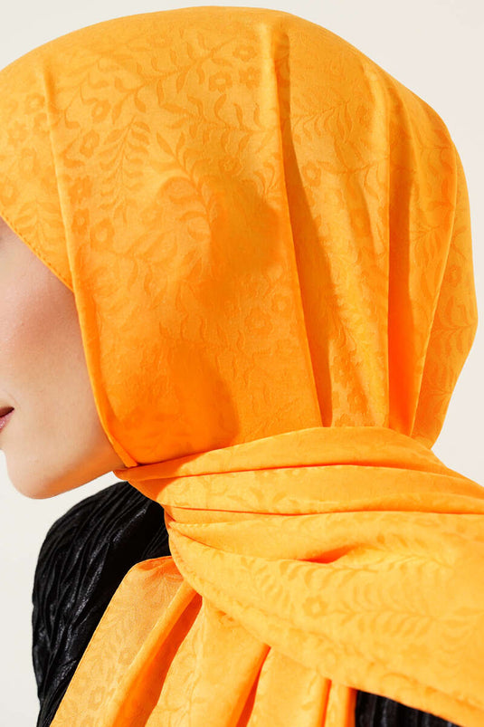 شال جاكار صغير بنقشة الزهور برتقالي -135